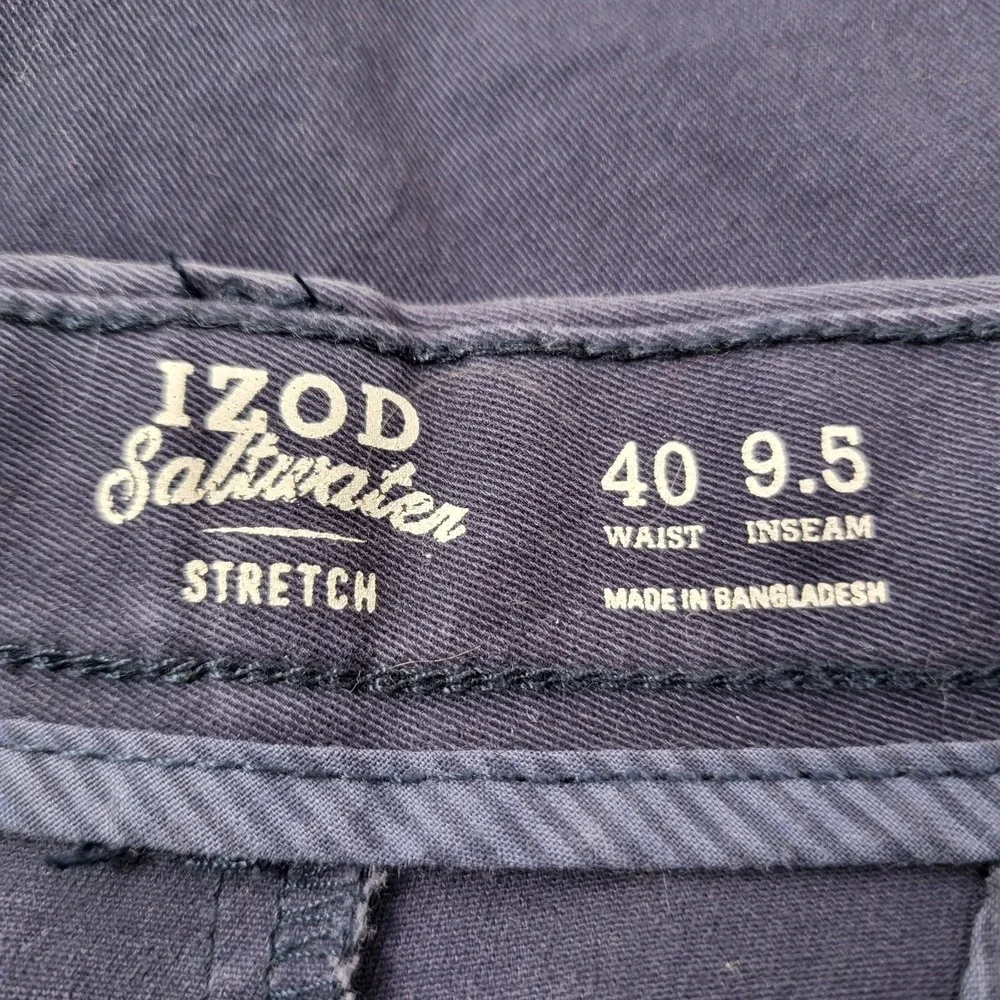 IZOD Men's Classic Saltwater Flat Front Chino Short Mens Size 40 Navy Blue 9.5in